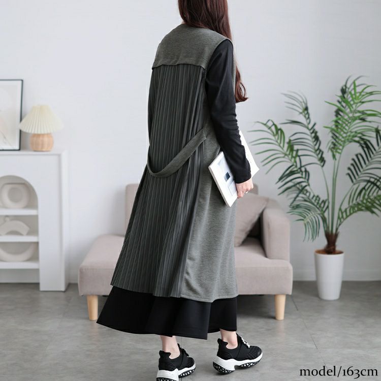 大きいサイズ レディース バックプリーツロングジレ　tog-1028