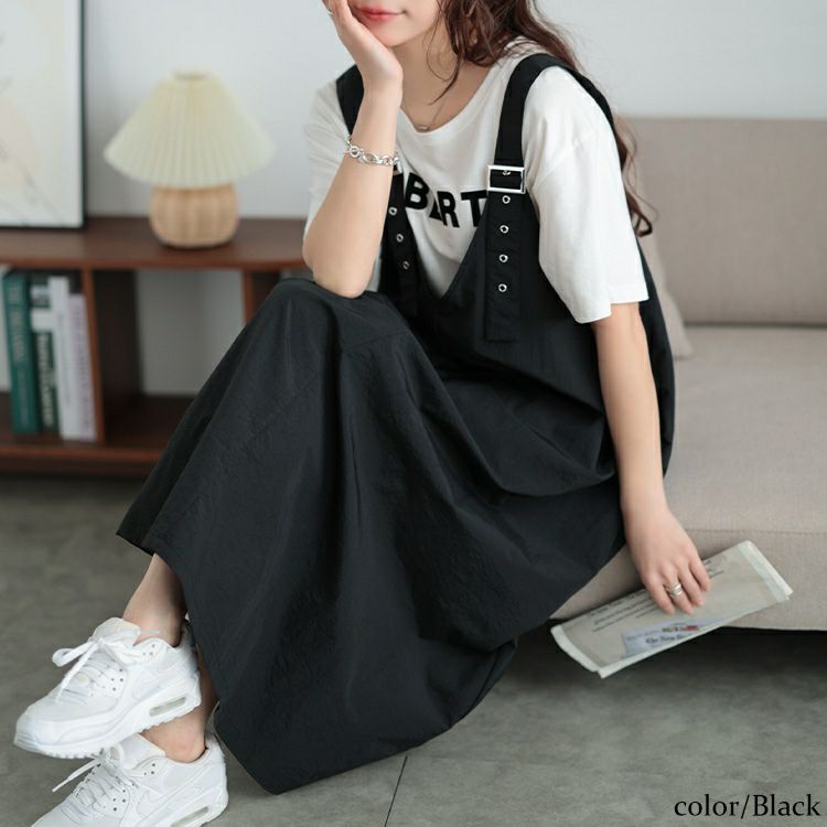 大きいサイズ レディース 肩ベルトナイロンジャンパースカート　tog-1026 【メール便可】