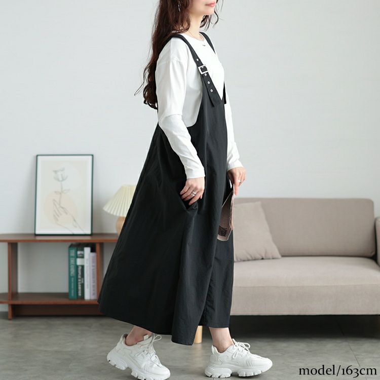 大きいサイズ レディース 肩ベルトナイロンジャンパースカート　tog-1026 【メール便可】