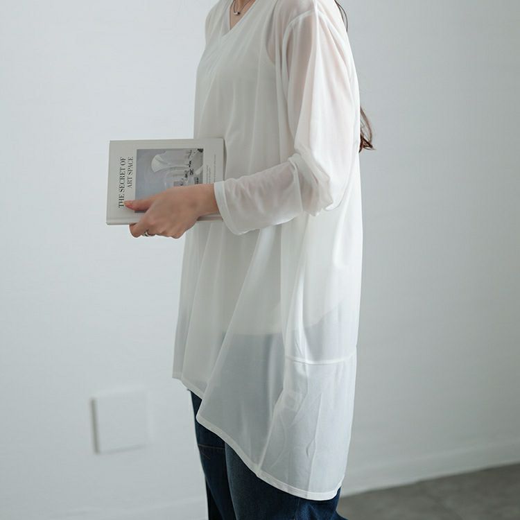 大きいサイズ レディース ストレッチカットシフォンコクーンチュニック　maru-30119 【メール便可】