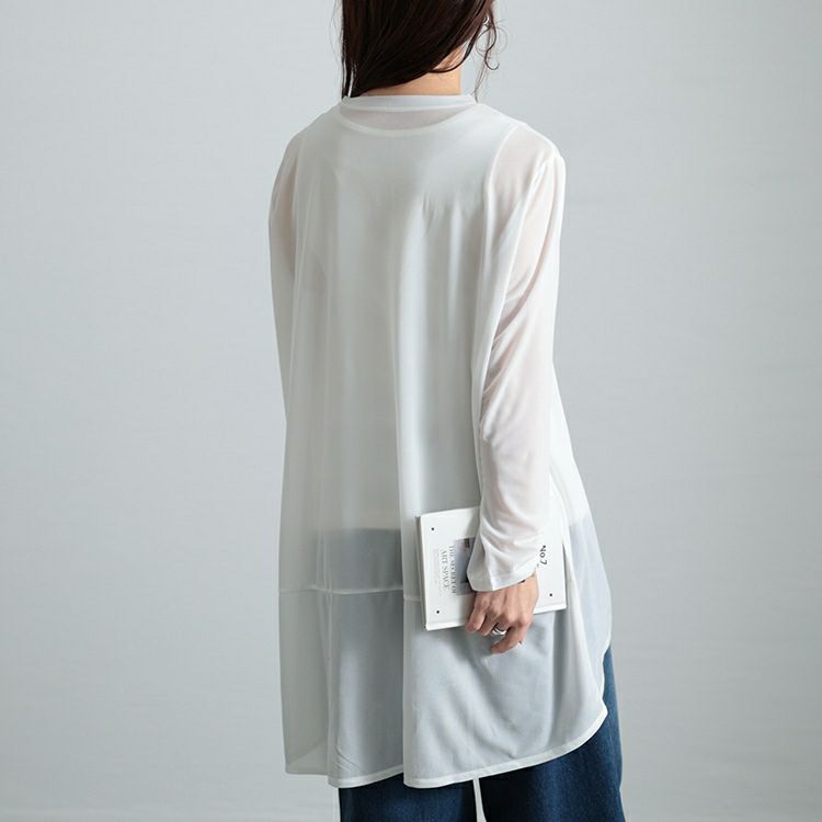 大きいサイズ レディース ストレッチカットシフォンコクーンチュニック　maru-30119 【メール便可】