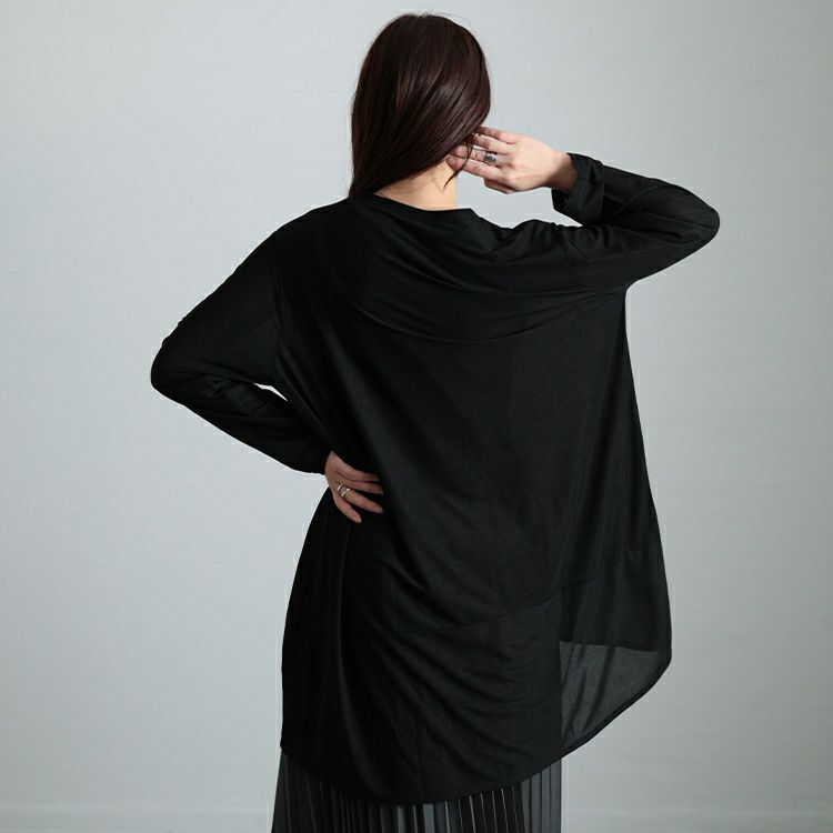 大きいサイズ レディース ストレッチカットシフォンコクーンチュニック　maru-30119 【メール便可】