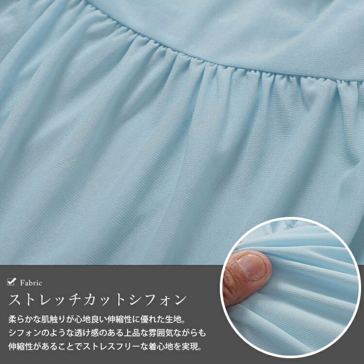 大きいサイズ レディース ストレッチカットシフォンティアードチュニック　maru-30116 【メール便可】