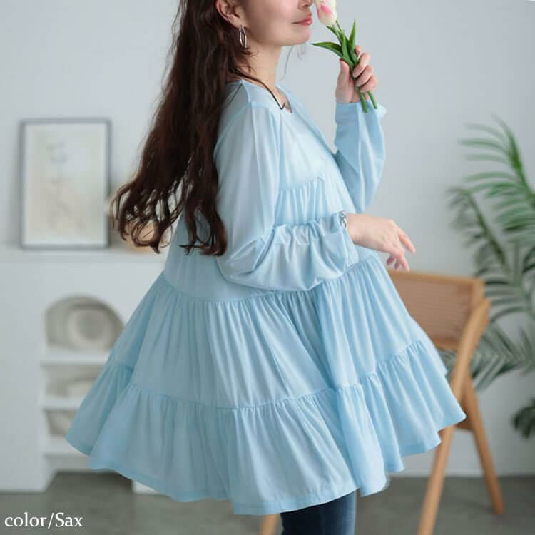 大きいサイズ レディース ストレッチカットシフォンティアード