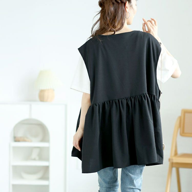 大きいサイズ レディース ジョーゼットペプラムベスト　bai-0178