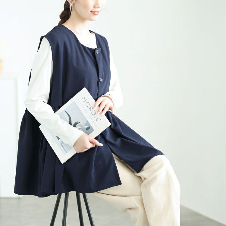 大きいサイズ レディース ジョーゼットペプラムベスト　bai-0178