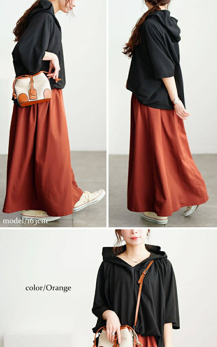 大きいサイズ レディース フード付きドルマンドッキングワンピース　nw-25016