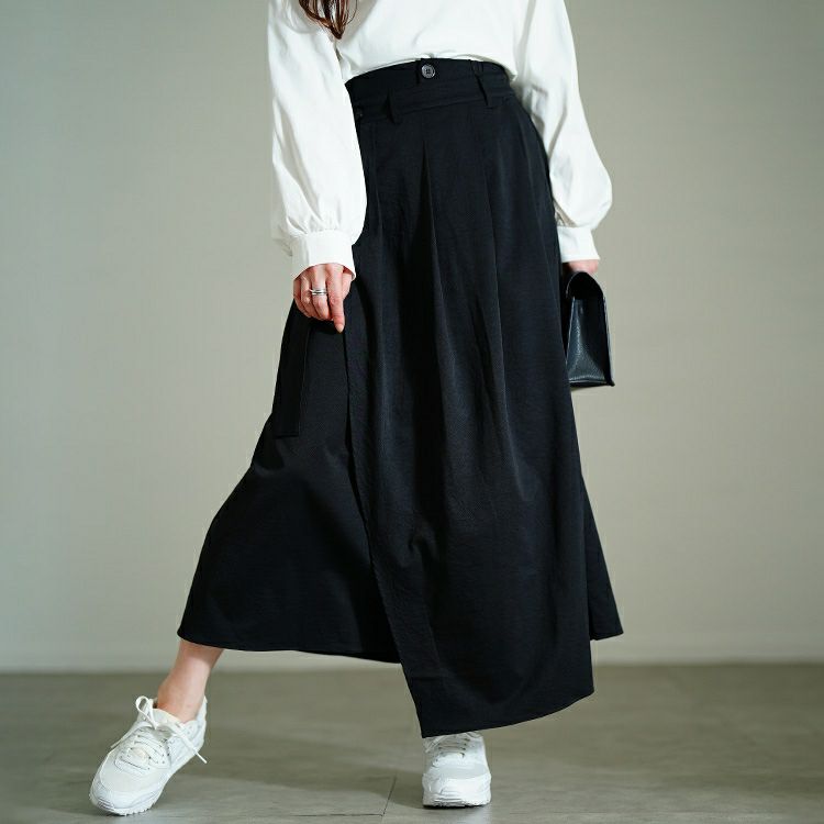 大きいサイズ レディース プリーツラップ付きイレヘムスカート　nw-25002