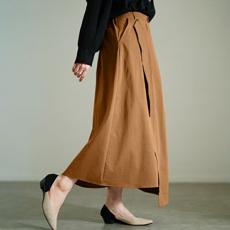 大きいサイズ レディース プリーツラップ付きイレヘムスカート　nw-25002