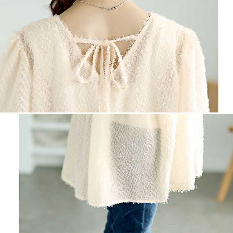 大きいサイズ レディース 前後2wayフリンジジャガードペプラムチュニック　fem-578