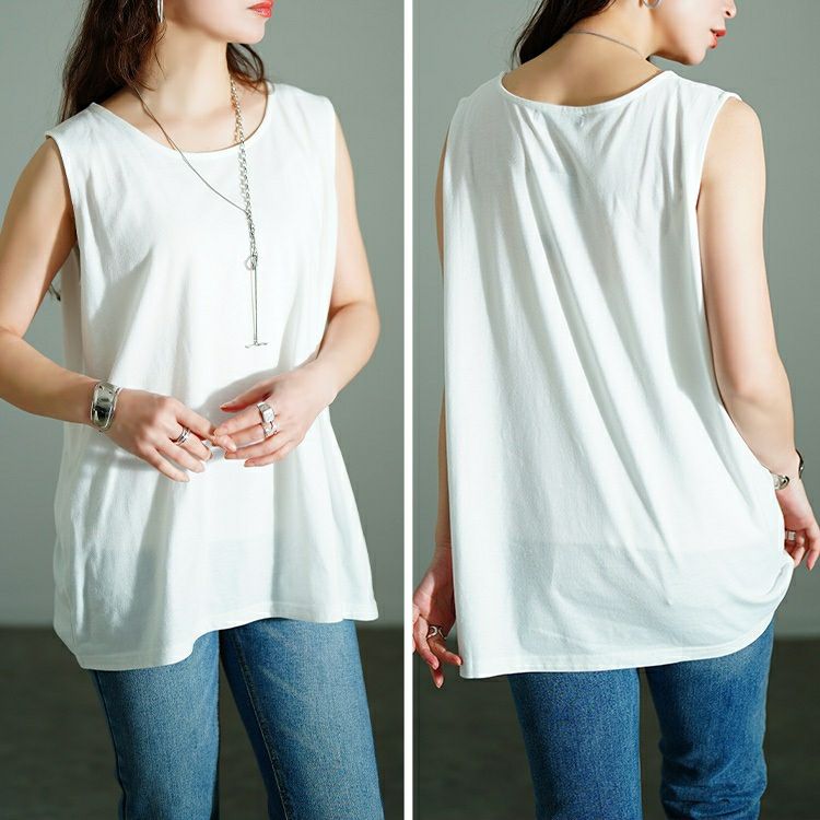 大きいサイズ レディース 裾リボンメッシュニット＆タンクトップ2点セット　bai-0169