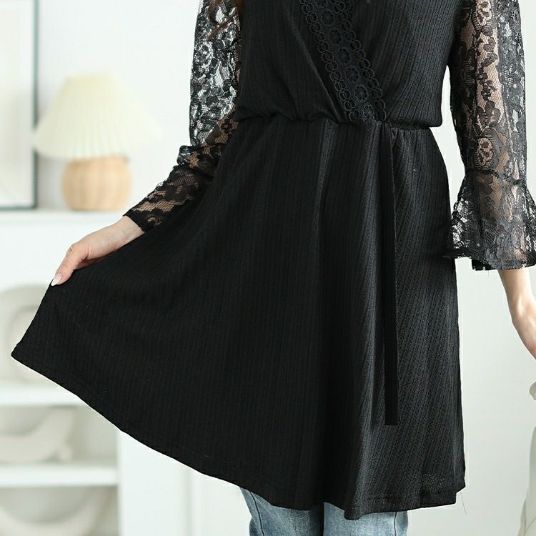 大きいサイズ レディース レースベルスリーブカシュクールチュニック　jp165n