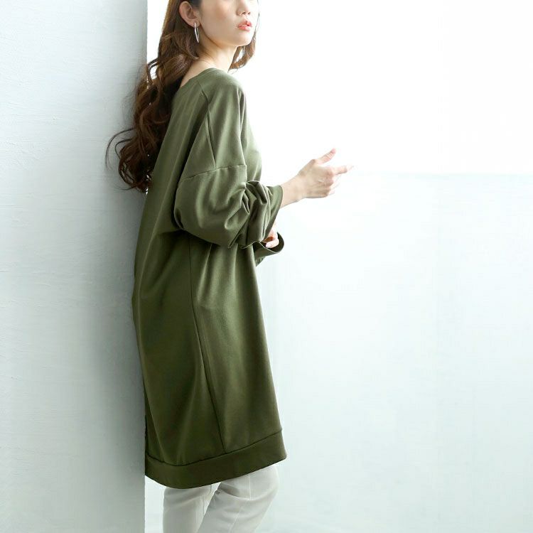 大きいサイズ レディース 深キーネックチュニックワンピース　goldy-1650