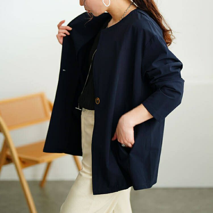 大きいサイズ レディース 軽量ストレッチ2way襟ビッグジャケット　maru-30124