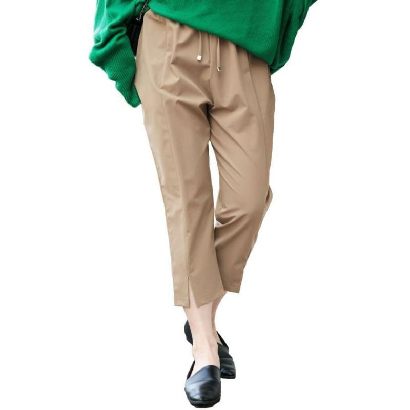大きいサイズ レディース 軽量ストレッチクロップドテーパードパンツ