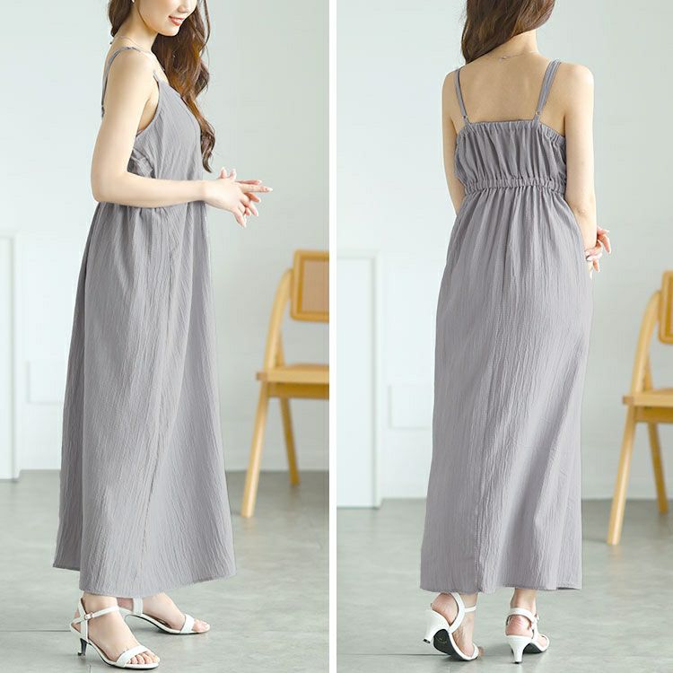 大きいサイズ レディース リボンフリルブラウス＆キャミワンピース2点セット　tani-36797ll