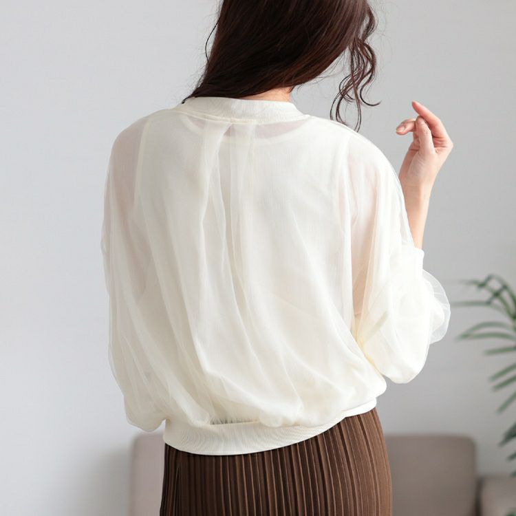 大きいサイズ レディース チュールクロップドMA-1ブルゾン　mnfk-258112