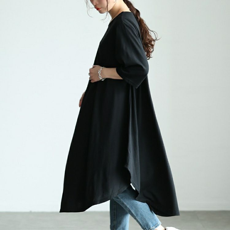 大きいサイズ レディース ラウンド裾フレアワンピース　cast-5552031