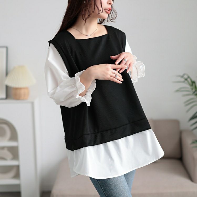 大きいサイズ レディース キャンディスリーブ重ね着風チュニック　cast-5552024