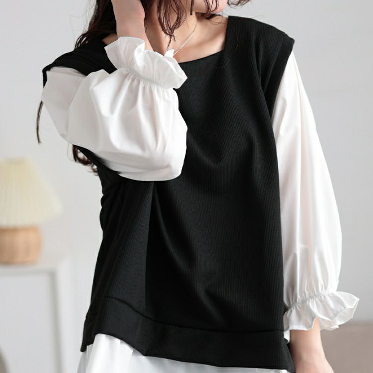 大きいサイズ レディース キャンディスリーブ重ね着風チュニック　cast-5552024