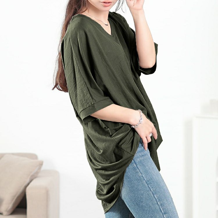 大きいサイズ レディース UVカット＆接触冷感ストレッチ鹿の子ドルマンカットソー　map-38 【メール便可】