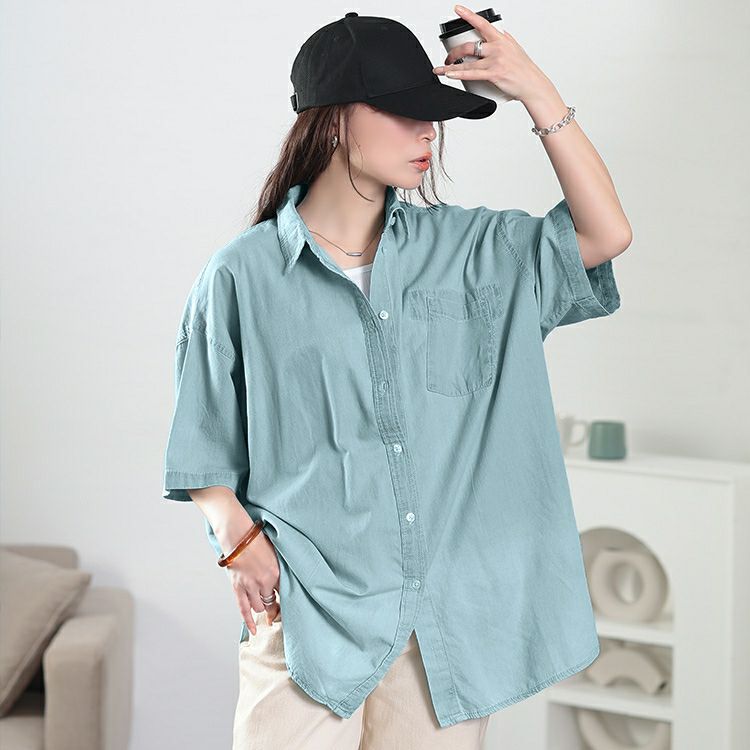 大きいサイズ レディース 裾グラデオーバーサイズコットンデニムシャツ　wd-0380 【メール便可】