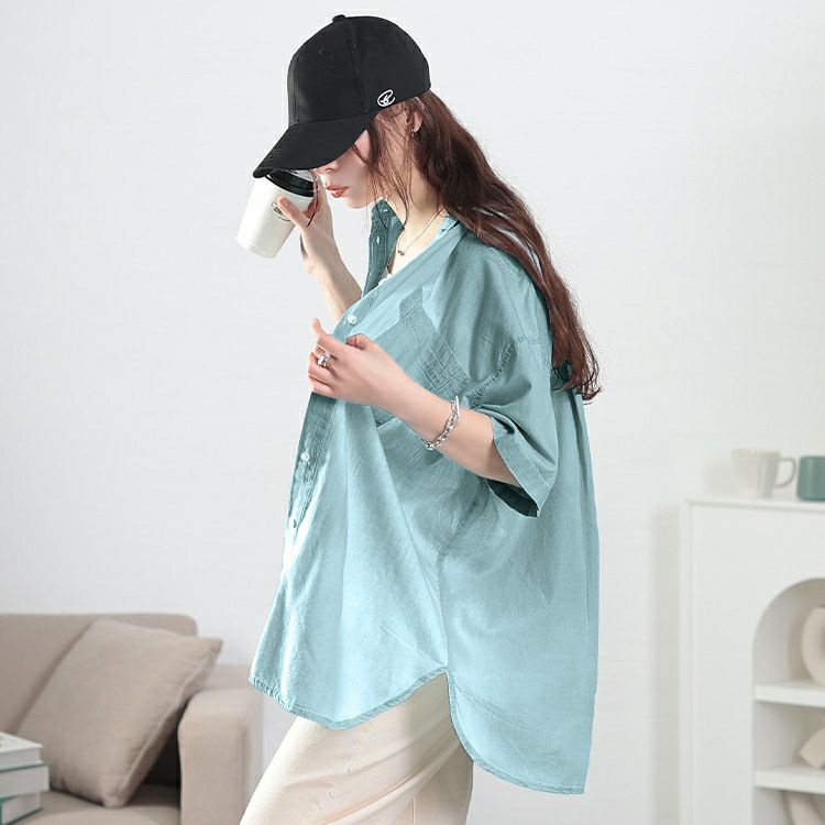 大きいサイズ レディース 裾グラデオーバーサイズコットンデニムシャツ　wd-0380 【メール便可】