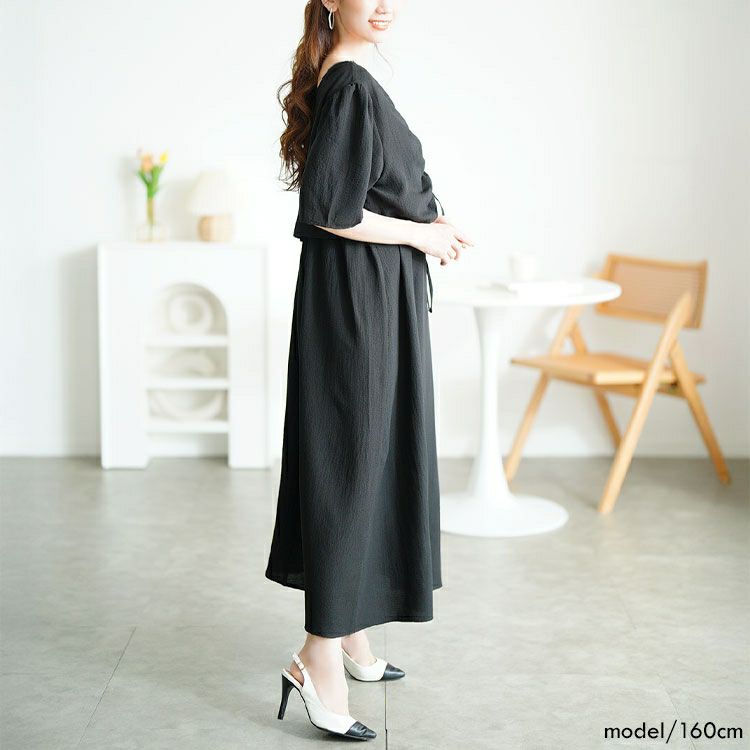 大きいサイズ レディース 前ドロストブラウス＆キャミワンピース2点セット　tani-36529ll