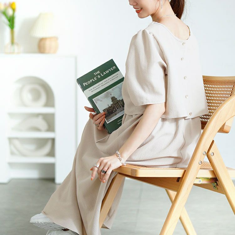 大きいサイズ レディース 前ドロストブラウス＆キャミワンピース2点セット　tani-36529ll