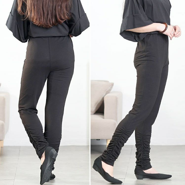 大きいサイズ レディース 裾くしゅくしゅレギンス　maru-30137 【メール便可】