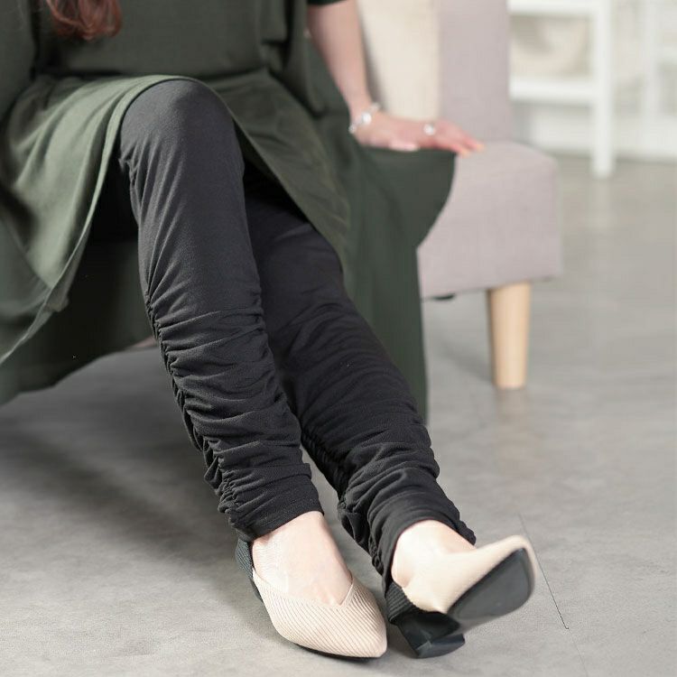 大きいサイズ レディース 裾くしゅくしゅレギンス　maru-30137 【メール便可】