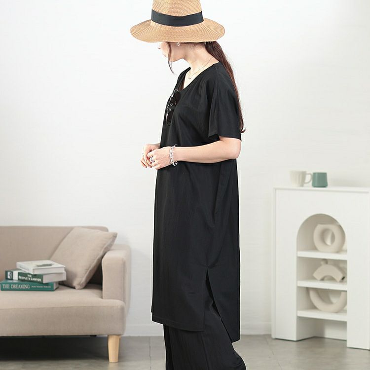 大きいサイズ レディース UVカット＆接触冷感ストレッチ鹿の子サイドスリットワンピース　map-40 【メール便可】