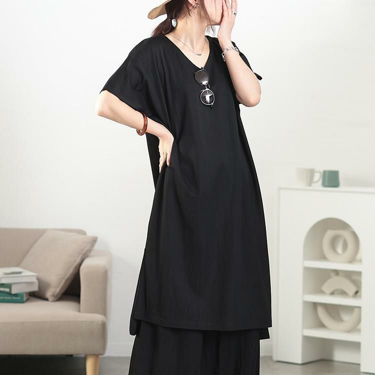 大きいサイズ レディース UVカット＆接触冷感ストレッチ鹿の子サイドスリットワンピース　map-40 【メール便可】 ブラック