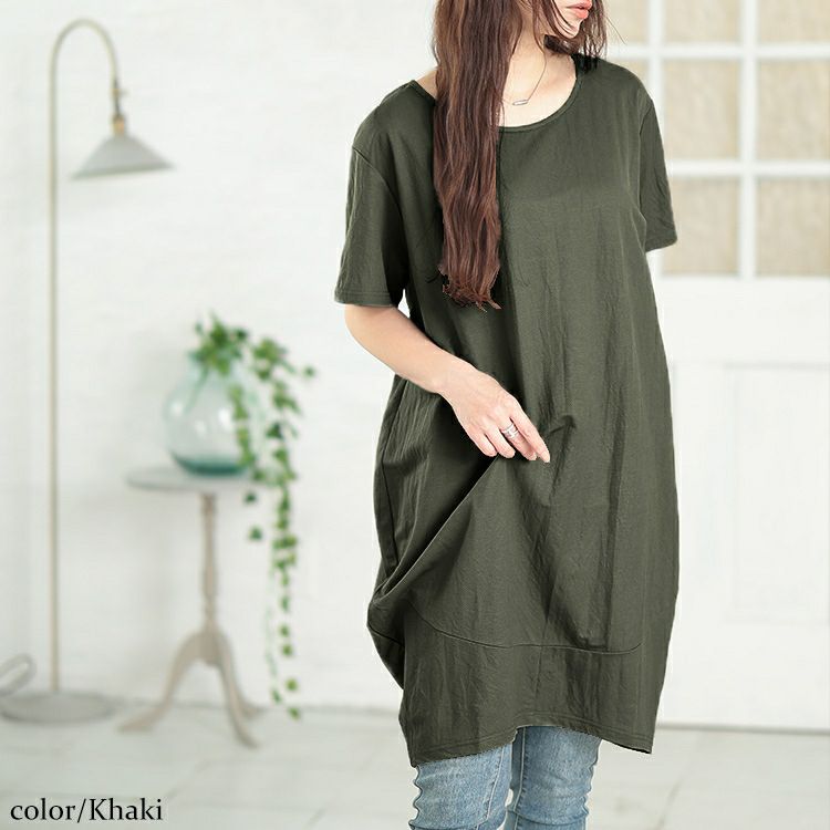 大きいサイズ レディース UVカット＆接触冷感ストレッチ鹿の子コクーンチュニック　map-39 【メール便可】