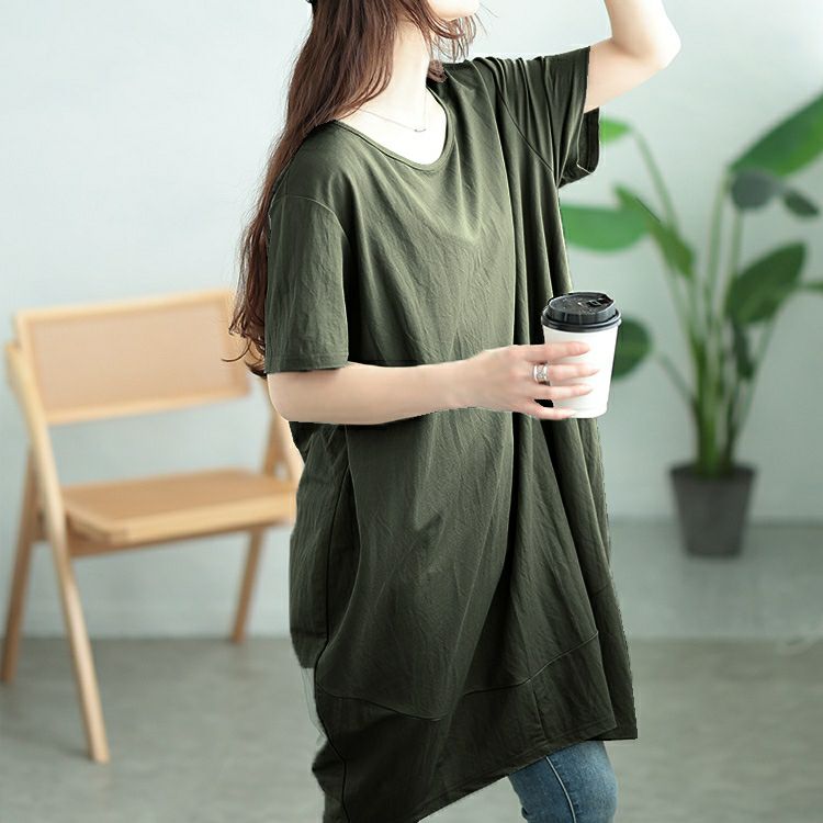 大きいサイズ レディース UVカット＆接触冷感ストレッチ鹿の子コクーンチュニック　map-39 【メール便可】