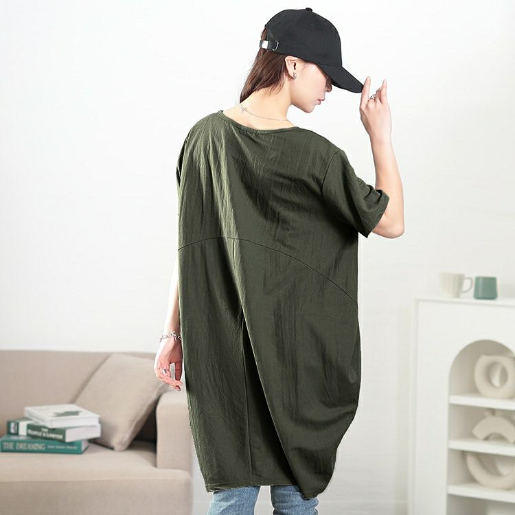 大きいサイズ レディース UVカット＆接触冷感ストレッチ鹿の子コクーンチュニック　map-39 【メール便可】