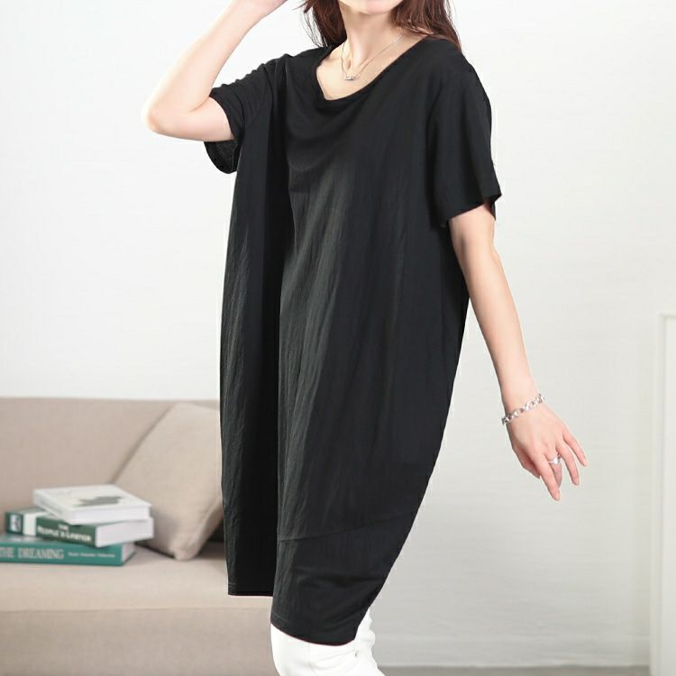 大きいサイズ レディース UVカット＆接触冷感ストレッチ鹿の子コクーンチュニック　map-39 【メール便可】