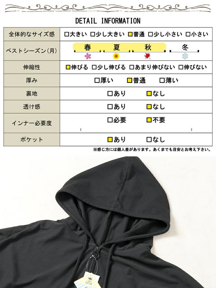 大きいサイズ レディース UV対策＆吸水速乾ドルマンZIPパーカー　map-33