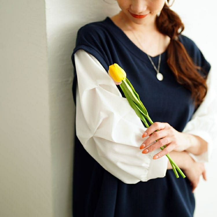 大きいサイズ レディース タックスリーブフェイクベストプルオーバー　cpdai-659657