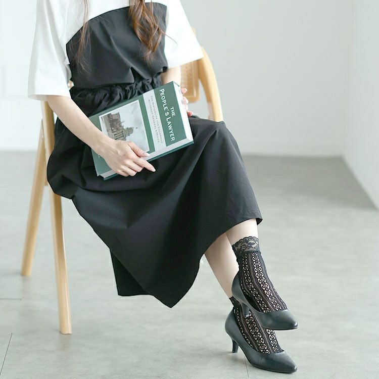 大きいサイズ レディース ストレッチレースソックス　goldy-1657 【メール便可】