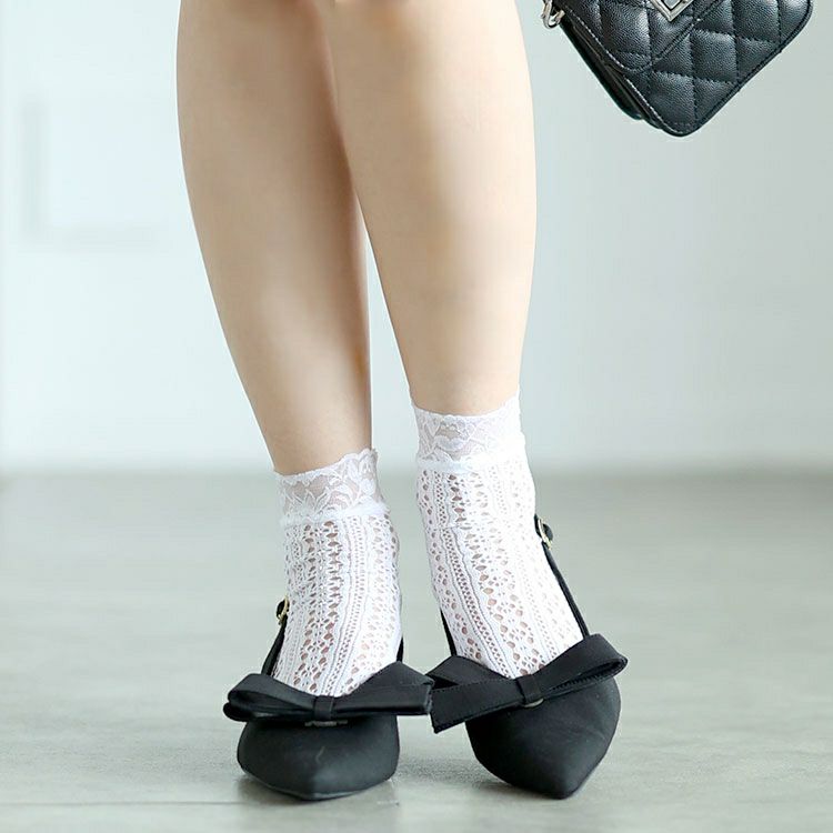 大きいサイズ レディース ストレッチレースソックス　goldy-1657 【メール便可】