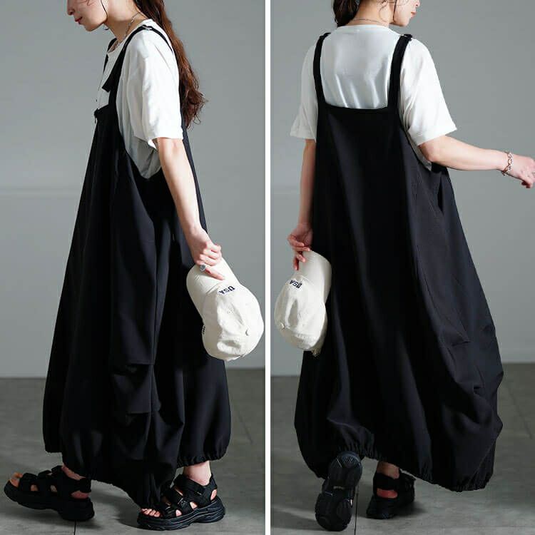 大きいサイズ レディース フロントZIPバルーンジャンパースカート　nw-25012