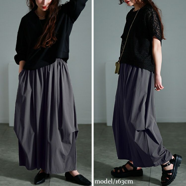 大きいサイズ レディース サイドタックワイドバレルパンツ　nw-25018