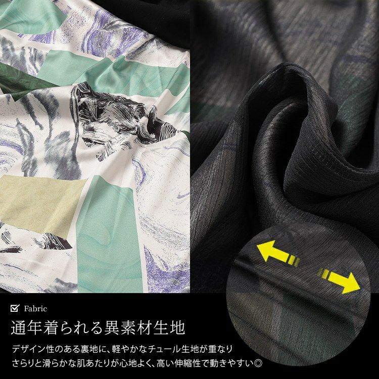 大きいサイズ レディース アート柄レイヤードサロペットワンピース　nw-25013