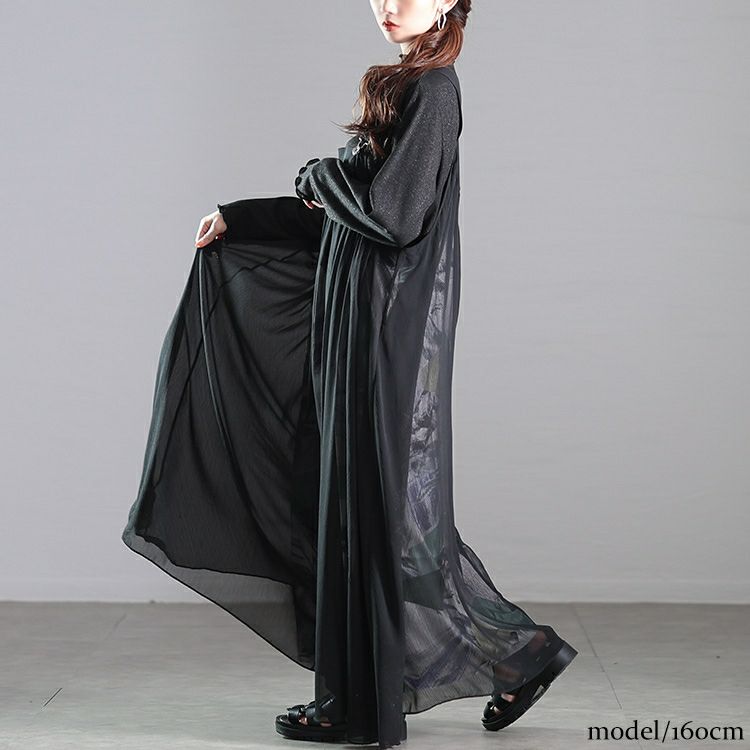 大きいサイズ レディース アート柄レイヤードサロペットワンピース　nw-25013