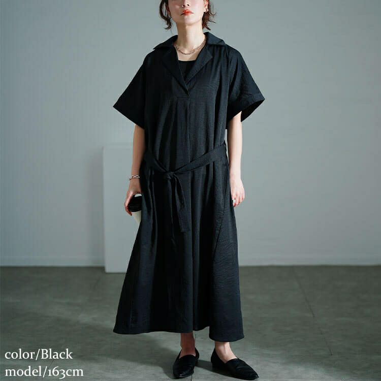 大きいサイズ レディース スキッパーシャツワンピース　nw-25007