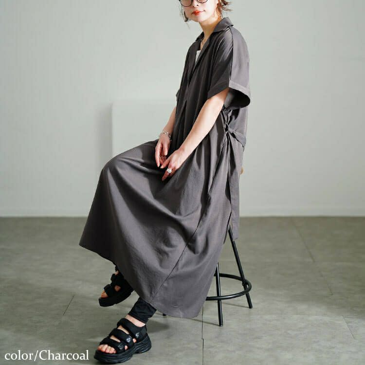 大きいサイズ レディース スキッパーシャツワンピース　nw-25007