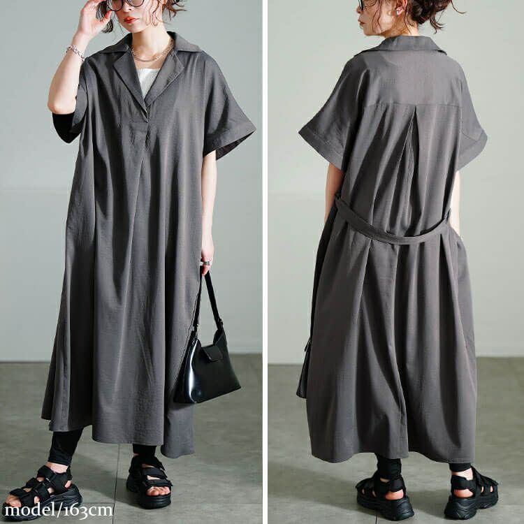 大きいサイズ レディース スキッパーシャツワンピース　nw-25007