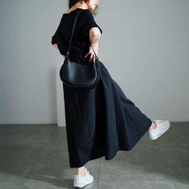 大きいサイズ レディース ハートネック異素材ドッキングワンピース　nw-25005