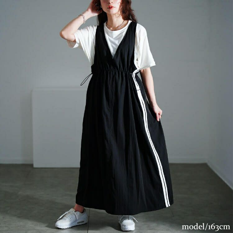 大きいサイズ レディース サイドラインドロストジャンパースカート　nw-25004【メール便可】